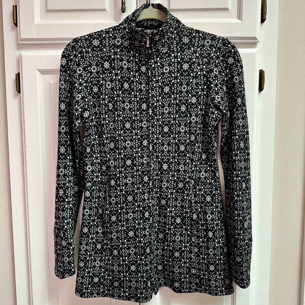 Ibex Juliette Zip Tunic Jacket 100% Merino Wool Black & White Size XS-- travel !